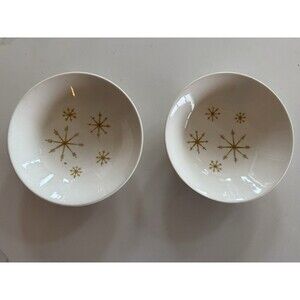 Royal China STAR GLOW Lot/2 Small Fruit Dessert Sauce Bowls 5-1/2 " MCM Atomic
